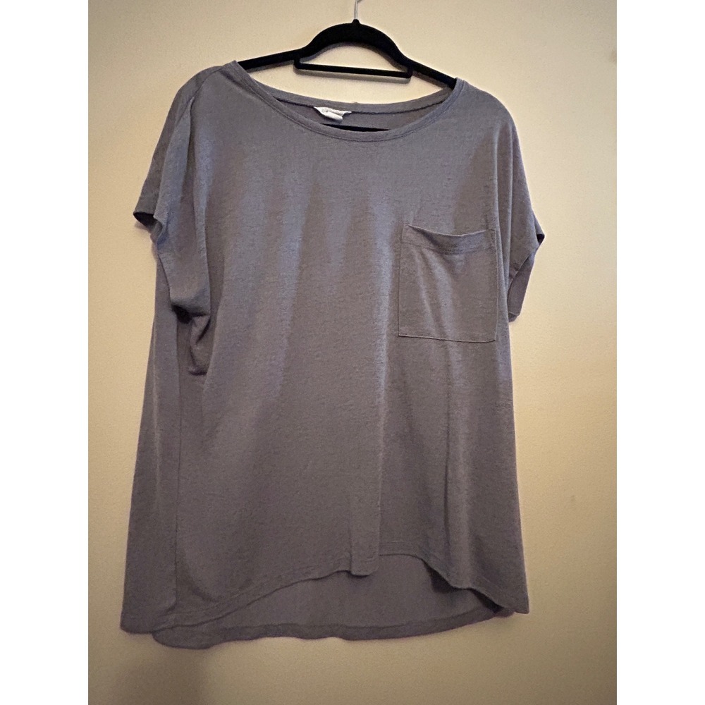 Caslon Pocket Tee Womens XL Gray Excellent Slub‎ Knit High Low Scoop Neck Shirt